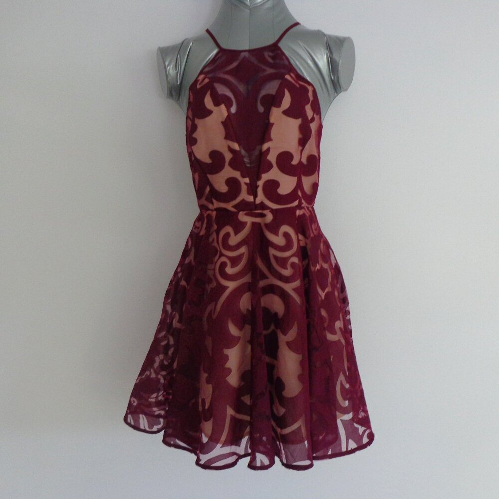 KEEPSAKE THE LABEL Romantic Rebel Burnout Lace Skater Dress Size S